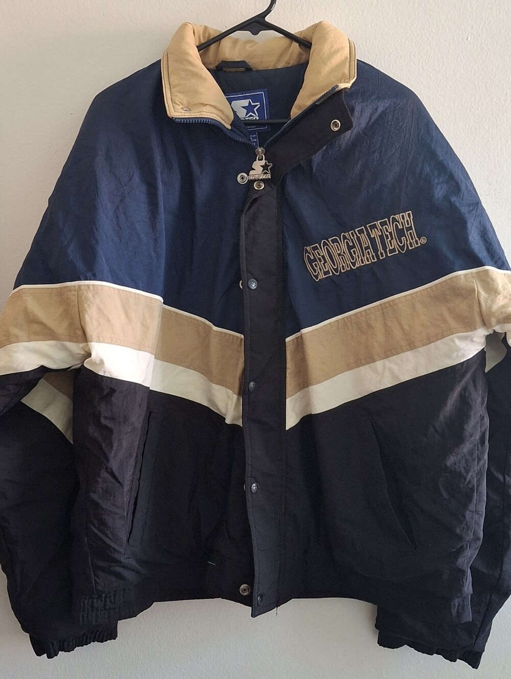 Vintage Georgia Tech Mens Size L Blue And Cream 90s University Jacket